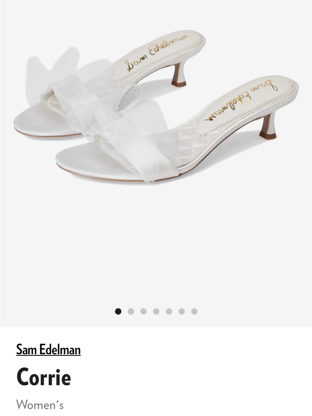 Sam Edelman White Mesh Bow Kitten Heel Mules
